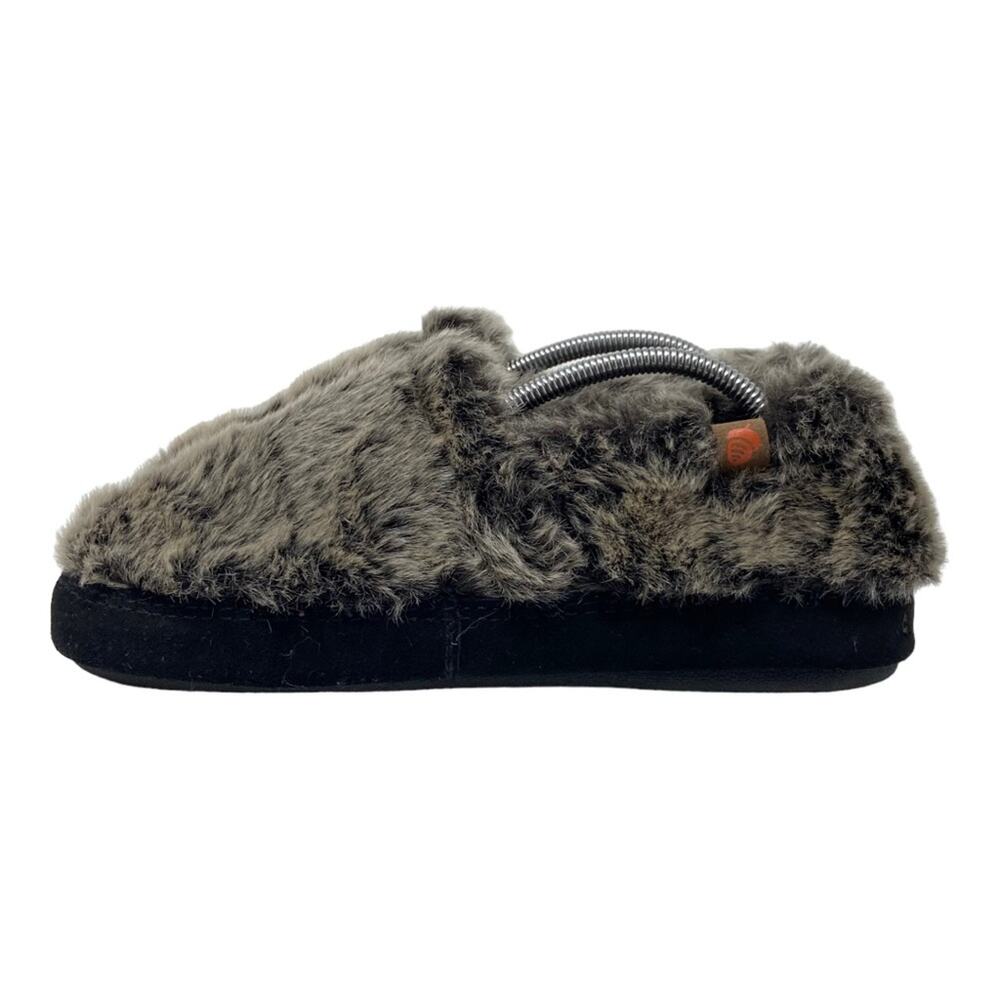 Acorn Original Moccasins In Charcoal Faux Fur Women’s Size 5-6